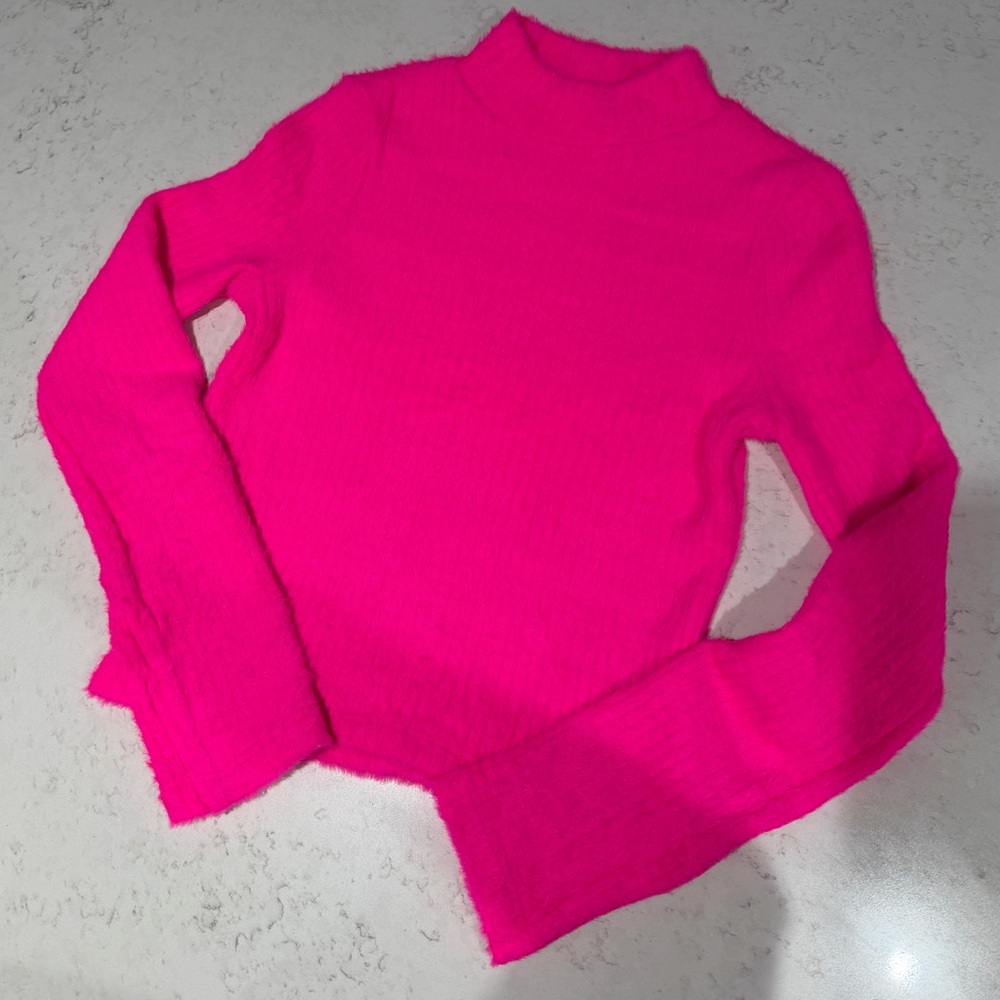 Anthropologie Vibrant Pink Turtleneck Sweater